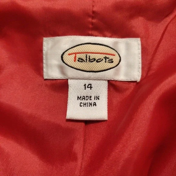 Talbots Women's Blazer Size 14 Linen Silk Red Buttoned Dress Coat. - Picture 5 of 8